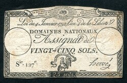 Franciaország 1792 25 sols assignata