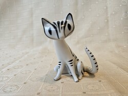 Hollóházi art deco macska,cica