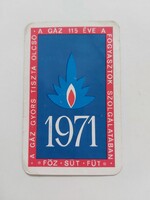FŐVÁROSI GÁZMŰVEK kártyanaptár 1971 FŐVÁROSI GÁZMŰVEK kártyanaptár 1971
