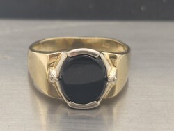 14K Arany Feke Köves Pecsét Gyűrű  6,62g