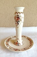 Hollóházi porcelain candle holder with floral motif