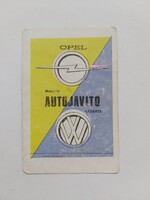 Malasits AUTÓJAVÍTÓ KÁDÁRTA  kártyanaptár 1971