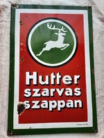 Hutter szarvas szappan reklám zománctábla