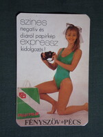 Kártyanaptár,Fényszöv,fotó körzeti labor,Pécs,erotikus női modell,1988  (2)