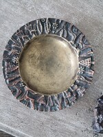 Vintage réz/ bonz patinás tálka, hamutál,  ötvösmunka