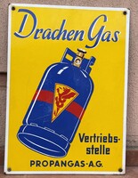 Drachen Gas fém nagyméretű jó állapotú zománctábla