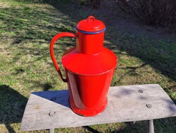 Régi zománcos kanna piros zománcozott vas kanna 7 L vizes kanna dekoráció vizeskanna