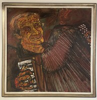 Tenk László (1943 - ) 112x112 cm EREDETI olajfestménye