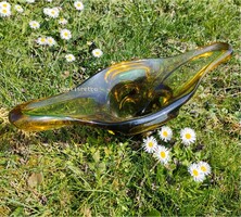 Bohemia színes vastag üveg asztalközép kínáló tál nagy méret 40 cm 1,8 kg