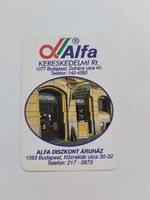 ALFA DISZKONT ÁRUHÁZ Budapest kártyanaptár 1994