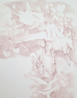 Almásy Aladár (1946-): Claudius, az Isten - kortárs, modern grafika (aláírt litográfia) szürrealista