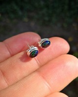 Beautiful Black Opal Silver Earring