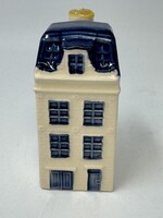 Bontatlan, de sérült viaszú, gyűjtői KLM Bols Delft kék, holland miniatür porcelán házikó nr. 51 -RZ