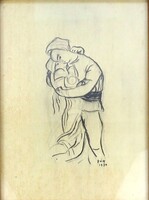 1Z480 Pór jelzéssel : Szerelmesek- ceruzarajz 1930
