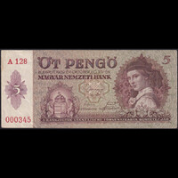 Magyarország 5 Pengő 1939 alacsony sorszám VF