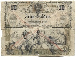 10 forint / gulden 1863 eredeti tartás korabeli hamisítvány Nagyon ritka
