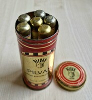 Retro Pilvax szivaros fémdoboz + 6 db alumínium szivartok – Ritka szett! Gyűjtői darab!