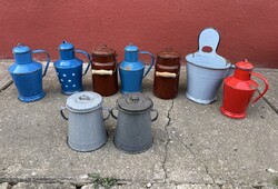 Mixed Treasures Enamelled Fat Can, Milk Can, and Cegléd Milk Jug - Paraszt Style