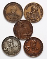 1848-as forradalom tematika: 5 db érem: aradi vértanúk 2 db + Kossuth Lajos (MÉE)