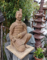 Ritkaság ! Nagy 73cm Kínai agyag Katona kő szobor Kültéri Fagyálló műkő Japán kert ekbe