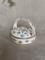 Vintage Minton angol porcelán ‘ Rose, Pansy & Forget me not ’ Mini virágos potpouri kosárka