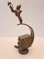 Merkúr bronz szobor Hungexpo vásárdíj, 84. őszi BNV 1986 Csíkszentmihályi Róbert (1940-2021)