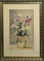 Ányos Viola (1872-1945) Mezei virágok festett vázában /számlát adunk hozzá/
