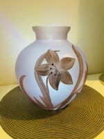 Parádi üveg szecessziós liliomos nagy váza