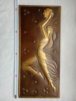 Falikép fém dombornyomás Táncoló lány USSR Kárpátalja Munkács - retro 1974