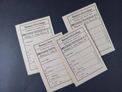 1940-es évek harisnya-ellenőrző jegyek – Columbia Textilipar RT, Budapest (4 db)