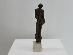 Rétfalvi Sándor "Fonalat vágó Párka" bronz szobor akt realista