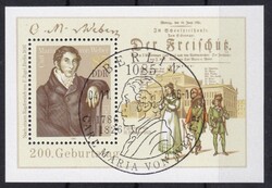 DDR 1986 Bélyegemlékív Carl Maria von Weber zeneszerző 200. évfordulója emlékére