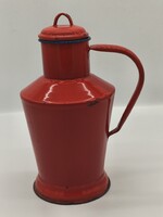 2 literes Jászkiséri zománcos piros Ceglédi kanna, nosztalgia darab