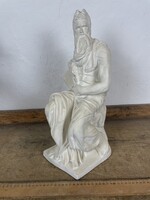 -AX271- Michelangelo: Mózes szobor (nagy méret, 45 cm) – antikolt fehér gipsz
