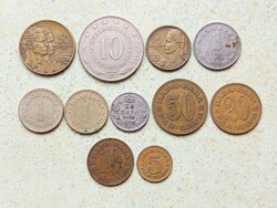 Jugoszlávia 11 db Különböző Érme 5 10 20 50 Para 1 10 50 Dínár 1925-1984
