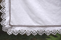 Antik Régi Vászon kézi hímzett madeira függöny drapéria vitrázs 102 x 60
