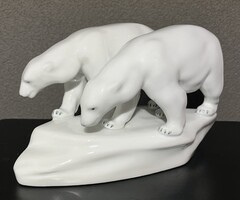 Régi Zsolnay porcelán . Jegesmedve pár .