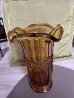 Wavy-edged Amber Vase