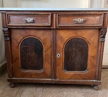 Antik ónémet faragott márványlapos tálaló szekrény, komód!