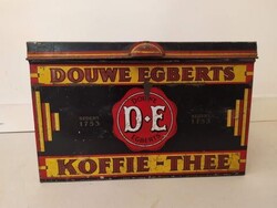 Antik reklám Douwe Egberts nagy méretű kávé tea kávés fém doboz 3177