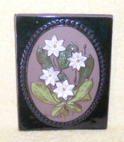 Jie gantofta virágos kerámia kép, falidísz