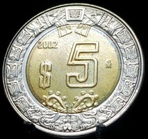 Mexikó 5 peso, 2002 B14E4