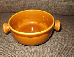 Régi mázas kerámia ramekin füles levesestál leveses csésze evőbögre