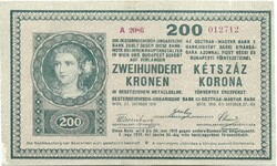 200 korona 1918 eredeti állapot hullámos hátlap 1.