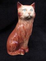 Retro,Vintage Nagy Méretű Porcelán Kék Szemű Macska Cica Szobor Figura