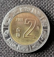 Mexikó bimetál 2 peso 2011 (PG47)