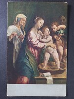 Madonna della Catina Giulio Romano vallási festmény gyermek fürdetése antik művészi képeslap c.1920