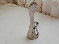 Fém hattyú váza 18cm ezüstözött , fém hattyúváza vintage