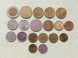 Oroszország 19 db Különböző Érme 5 10 50 Kopek Kopejka 1 5 10 50 Rubel 1992-2017