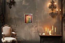 From Prima prize-winning artist. Golden Window to the World, 55x45 cm enameled painting with gilded frame